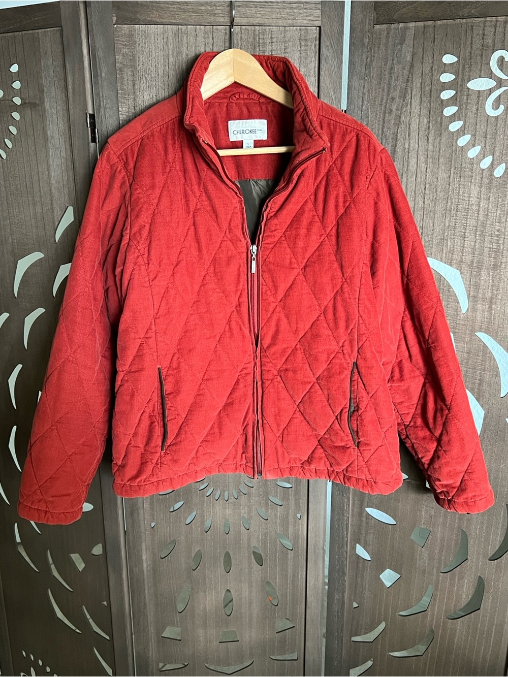 Cherokee Quilted Brick Red Full-Zip Puffer Jacket
